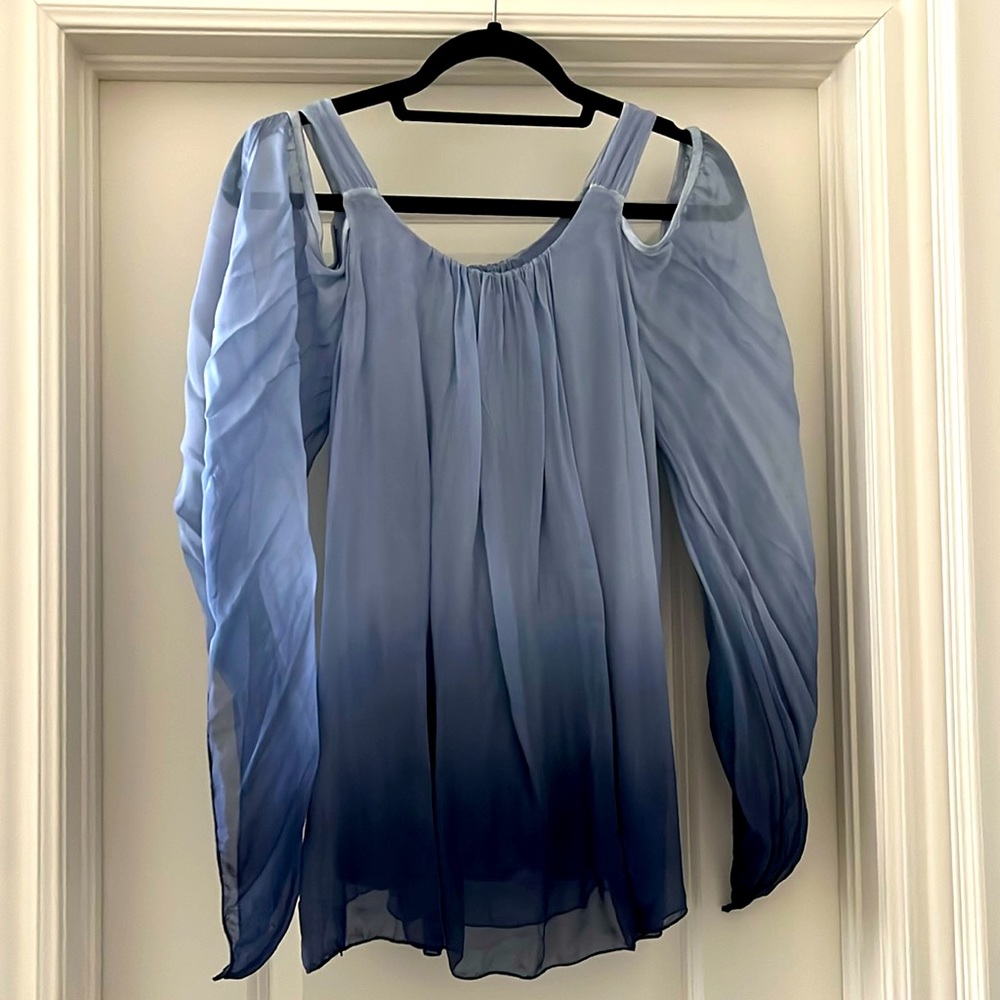 Beautiful light airy baby blue ombré blouse